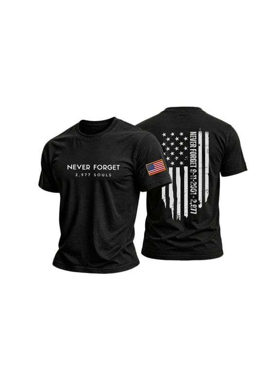 Patriot Day 911 Never Forget Shirt Men 25th Anniversary Memorial Men Shirt American Flag Honor Faith 9/11 Shirt