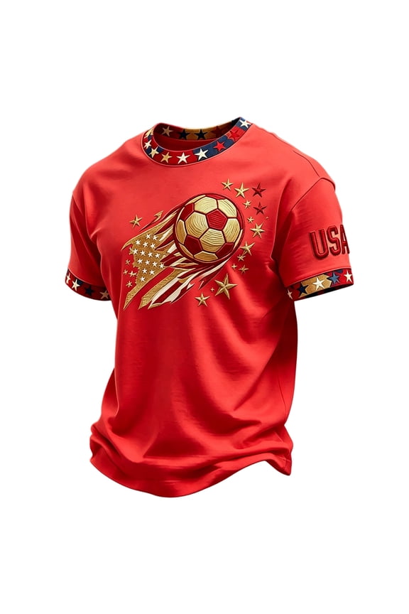 S-4XL Men Jersey Shirts Stars Print USA Patriotic Shirt for Men Breathable Athletic Baseball Short Sleeve Funny 4th of July Shirts for Men Red XL