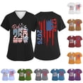 thumbnail image 1 of AHMOMEI S-5XL Plus Size Women's 250th Anniversary Print Scrub Tops for Women Red White and Blue Women Nurse Uniform with Pocket Deep Red XXXL, 1 of 5