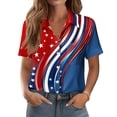 thumbnail image 1 of AHMOMEI Stars Stripes Button Down Shirt for Women Short Sleeve Blouses for Women with Pocket, 1 of 5