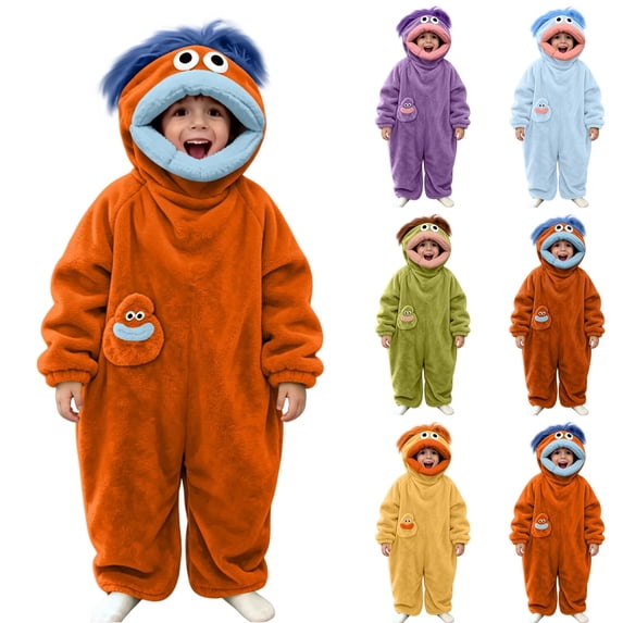 AHMOMEI Teens Big Mouth Monster Frog Pajamas Onesies Funny Monster Jumpsuit Adults Cozy Home Loungewear No Shoes(Yellow, 140)