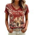 thumbnail image 1 of AHMOMEI We Will Never Forget 911 Shirts Memorial American Flag 911 Tshirt Patriotic Courage Hope V Neck Short Sleeve Tops for Women S, 1 of 4