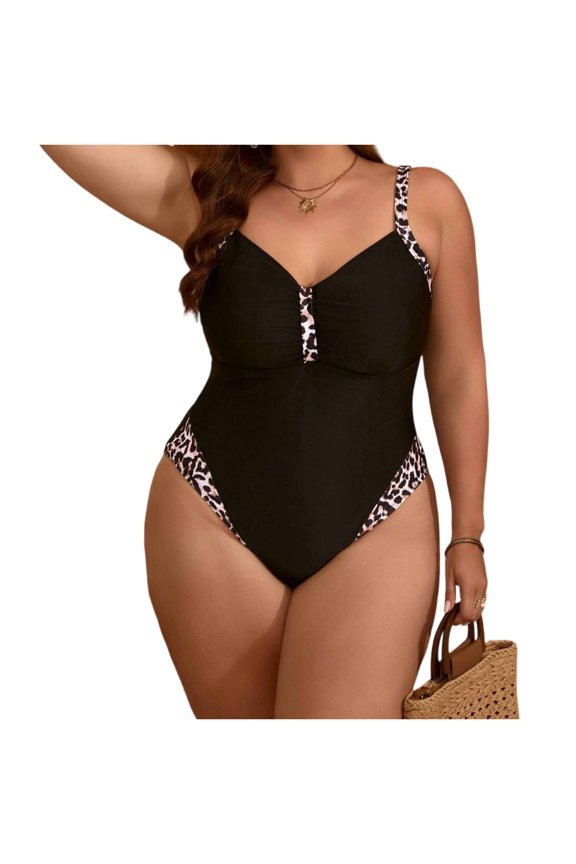 Women One Piece Swimsuits Tummy Control Womens Swimsuits Plus size Leopard Swimwear Womens Bathing Suits