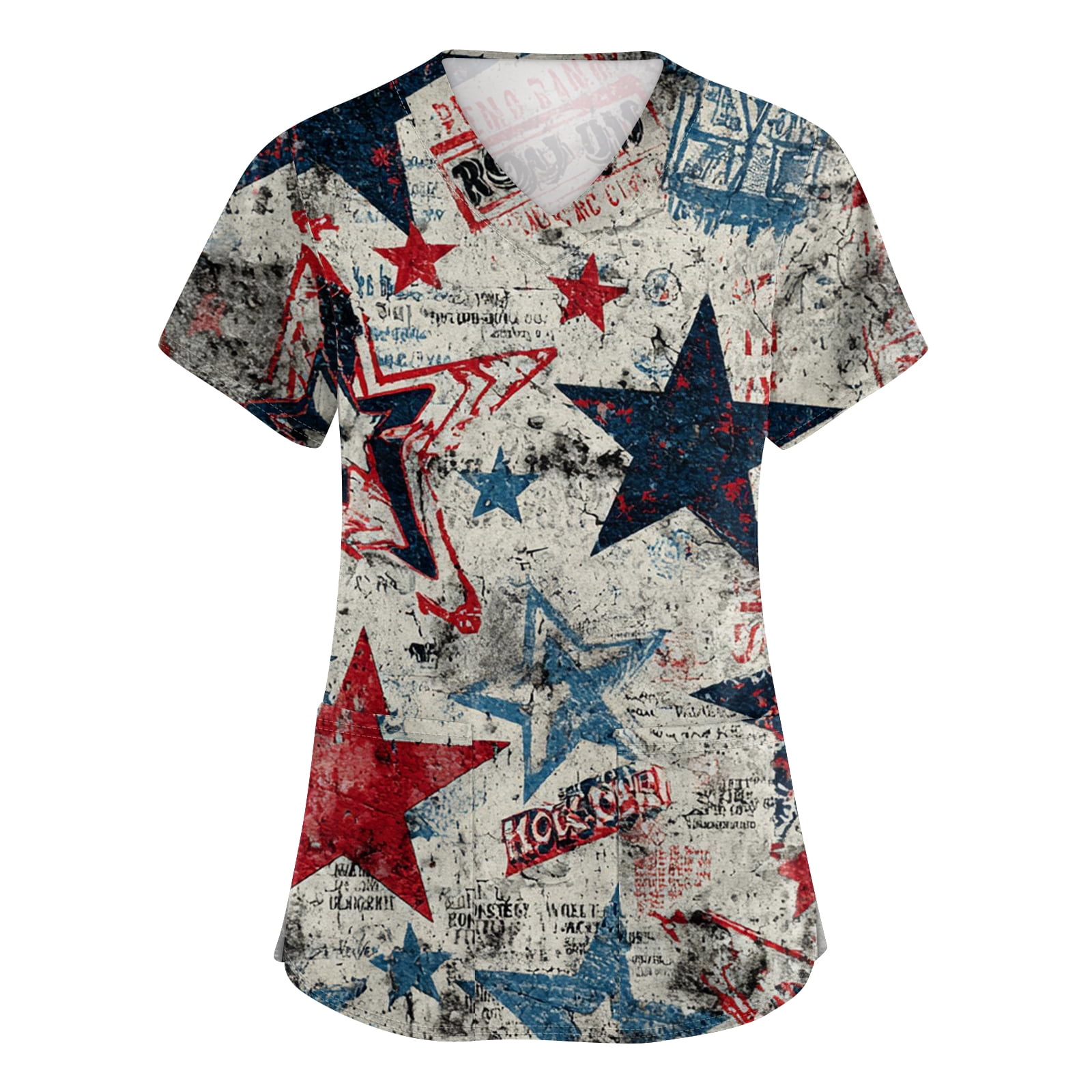 AHMOMEI Women's 250th Anniversary Print Shirt Scrub Tops Patriotic ...