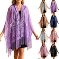 thumbnail image 1 of AHMOMEI Women’s Floral Lace Tassel Shawl Wrap, Sheer Open Front Fringed Cover Up, Lightweight Scarf for Evening Dresses Wedding Bridesmaid Party (Dark Blue), 1 of 6