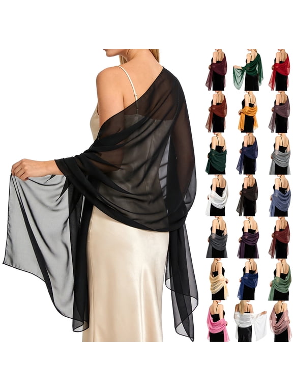 Women’s Sheer Chiffon Shawl Wraps, Lightweight Solid Color Stole Scarf, Elegant Cover Up for Evening Dresses Wedding Bridesmaid Party (C)
