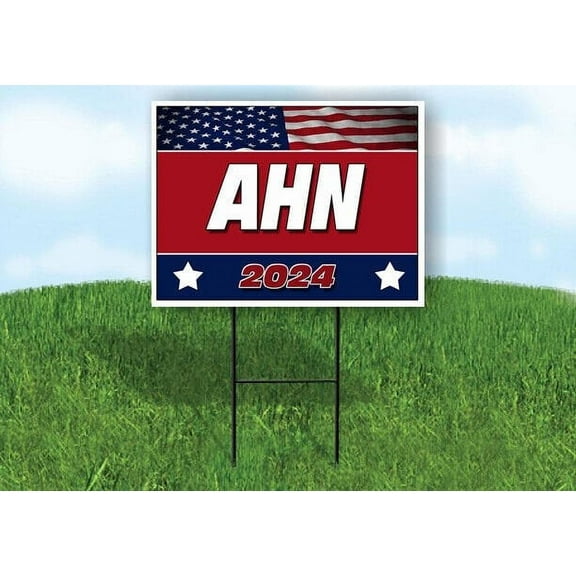 AHN FLAG RED 2024 18inx24in Yard Road Sign w/ Stand