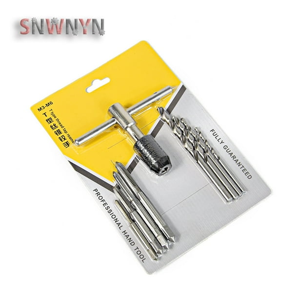AHOME 9PCS/SET T Type Thread Tap Reamer Metric Screw Tap Hand Taps Drill Bit Set Screw Hole Drill Bit Set Machine Thread Tap Hand Tool