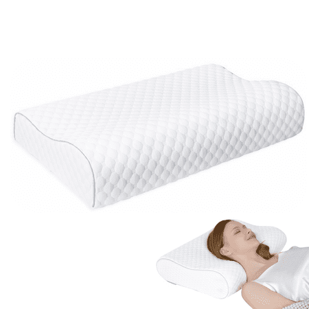 AHOXE Cervical Pillow Memory Foam Pillow Soft for Neck Support Pain Relief, Side Back & Stomach Sleeping