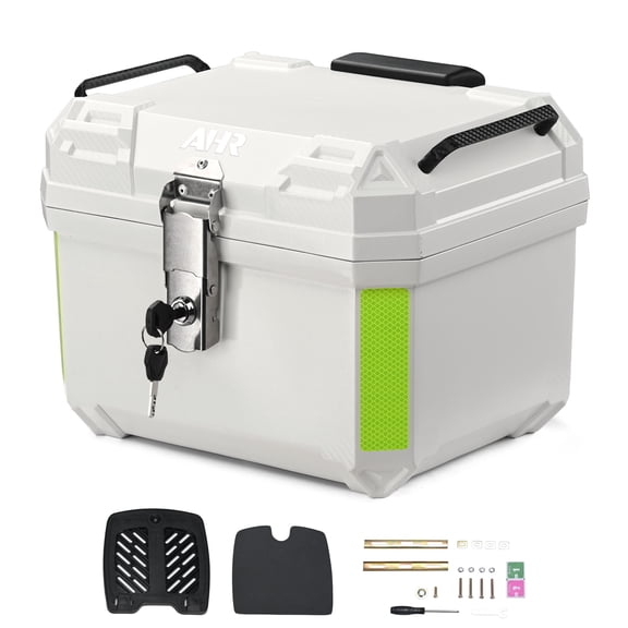 AHR 36L Motorcycle Top Case Tour Tail Box Scooter Trunk Storage Backrest White