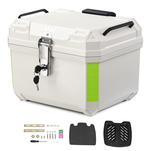 AHR 45L Motorcycle Top Case Tour Tail Box Scooter Trunk Storage Backrest White