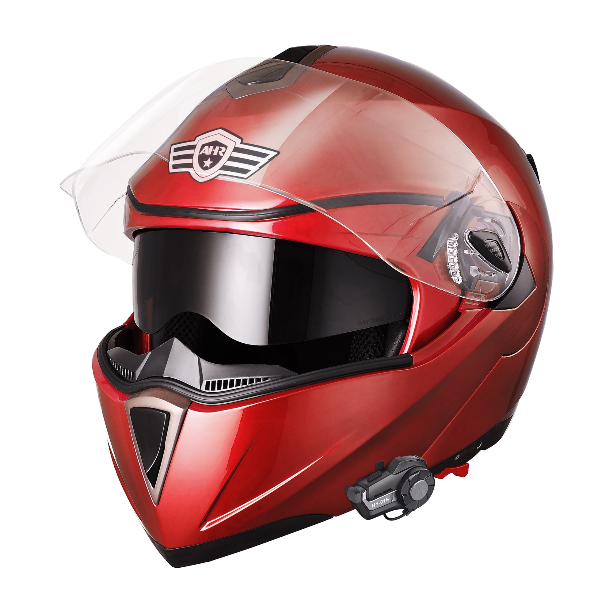 AHR Full Face Bluetooth Motorcycle Helmet DOT Dual Visor Bluetooth