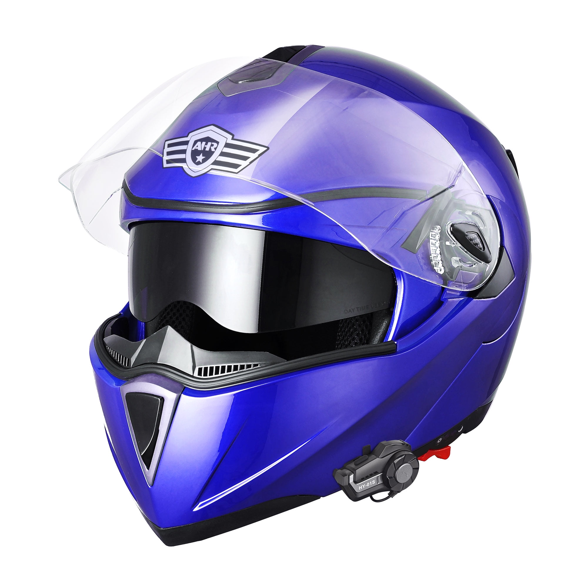 AHR Full Face Bluetooth Motorcycle Helmet DOT Dual Visor Bluetooth