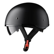 AHR Half Face Motorcycle Helmet Sun Visor DOT Approved Bike Chopper Matte Black