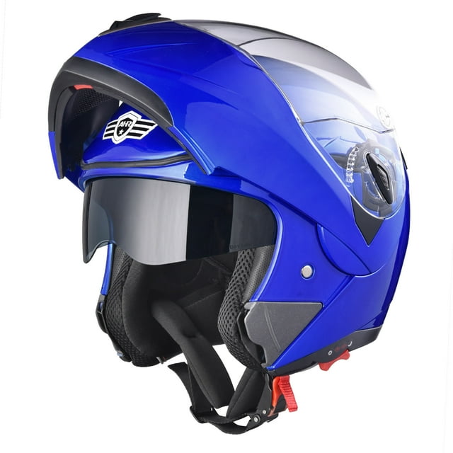 AHR Motorcycle Helmet Dual Visor Modular Flip up Full Face Helmet DOT