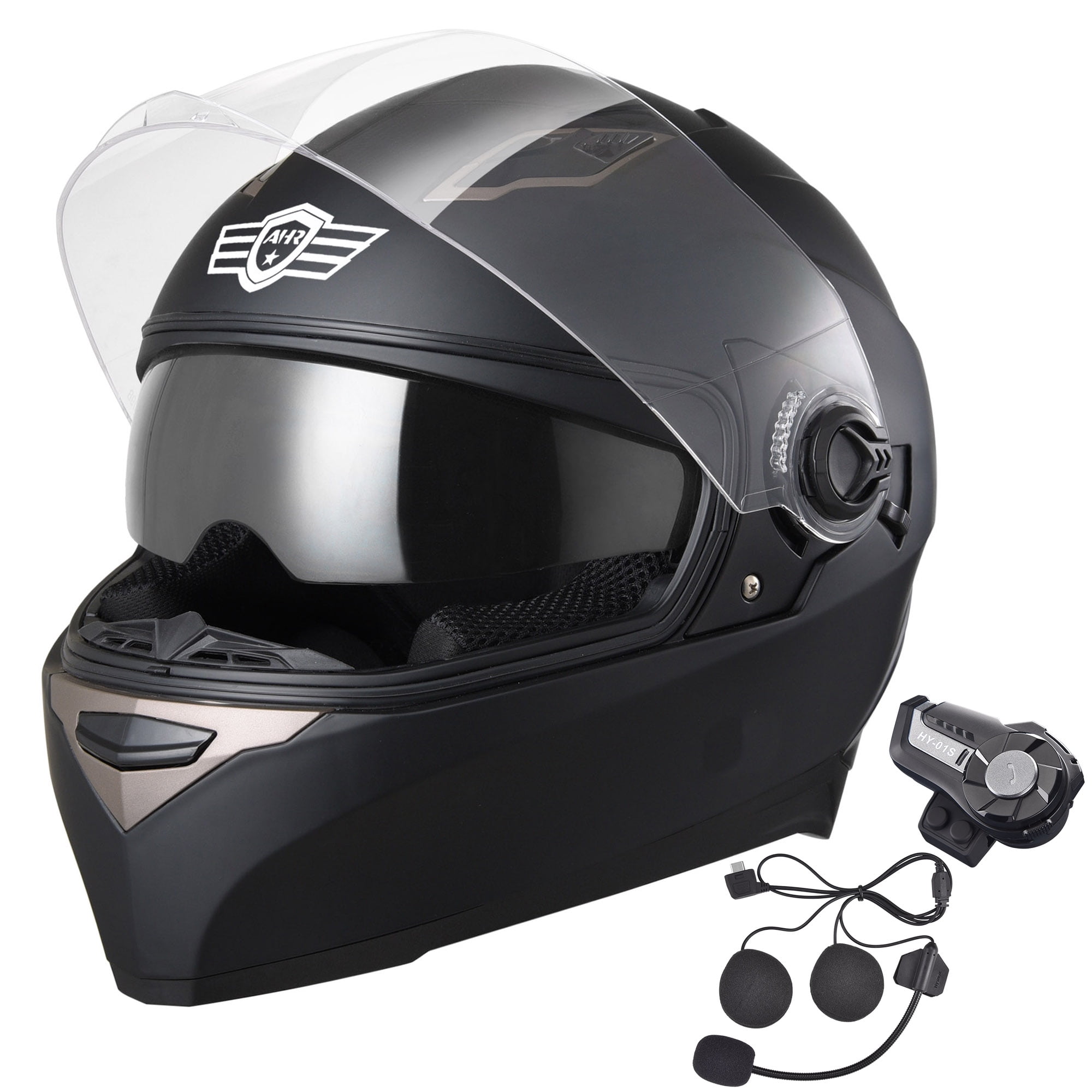AHR RUN-F Full Face Dual Visors Motorcycle Helmet with Bluetooth ...