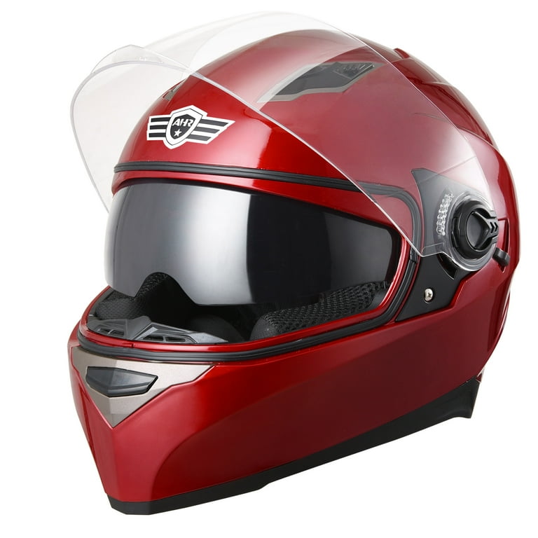 ahr motorcycle helmet AHR RUN-F1 DOT Motorcycle Full Face Helmet Dual Visors Sun Shield  Lightweight ABS Street Bike Motorbike Touring