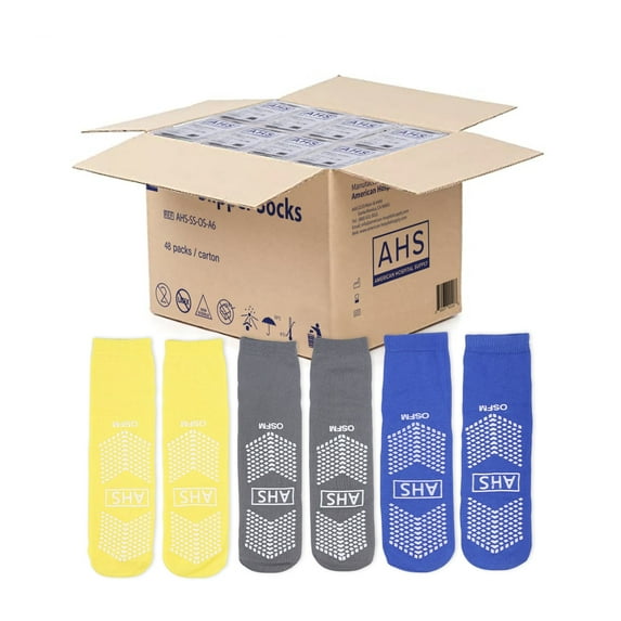 American Hospital Supply Stretchy Nonslip Comfort Safety Grippy Socks Assorted Colors One Size Fits Most