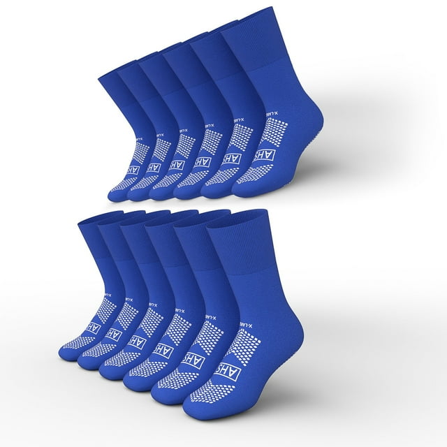AHS Grippy Socks Blue Extra Large Hospital Socks Pack of 6 Pairs