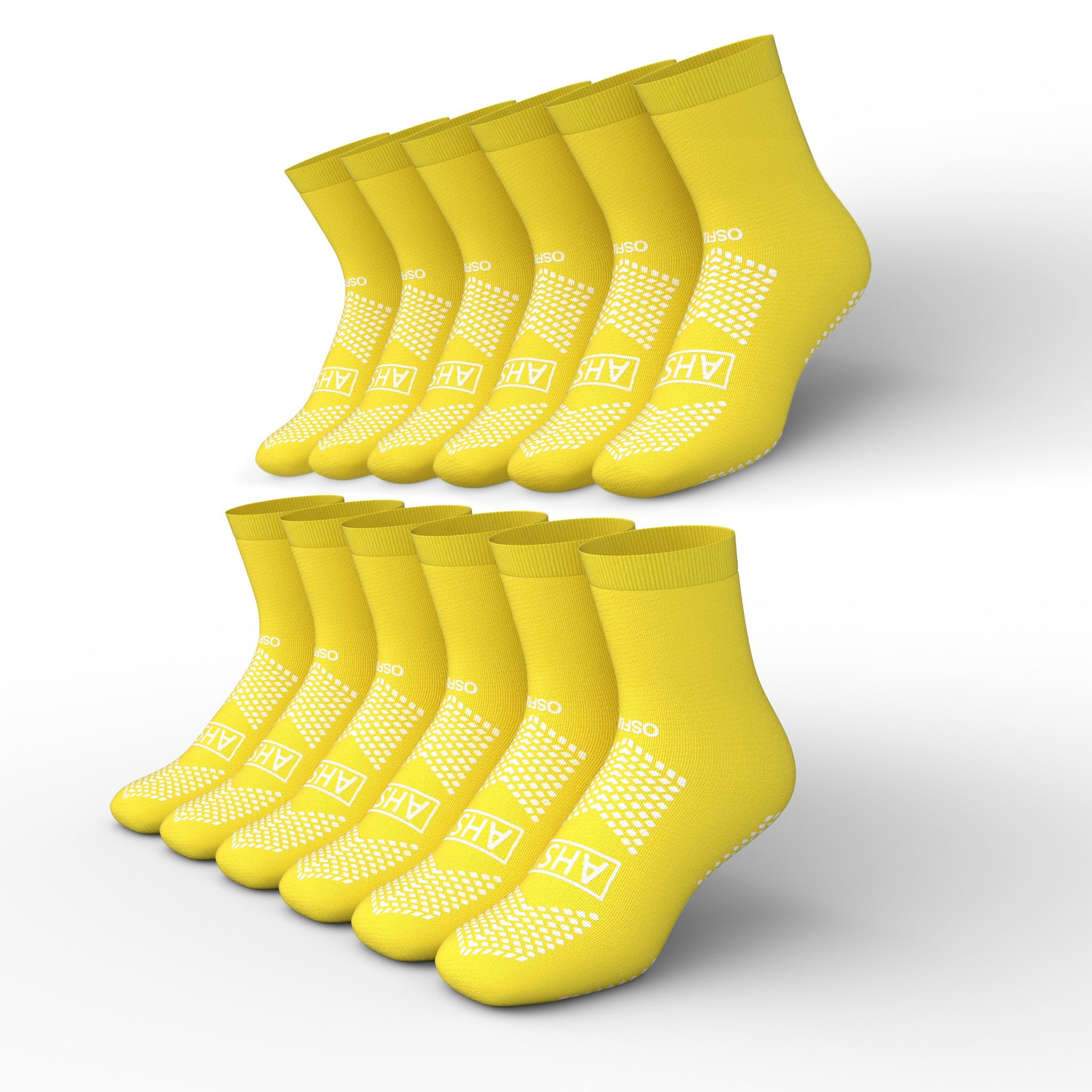 AHS Grippy Socks | Yellow Hospital Socks One Size Fits Most | Pack of 6  Pairs