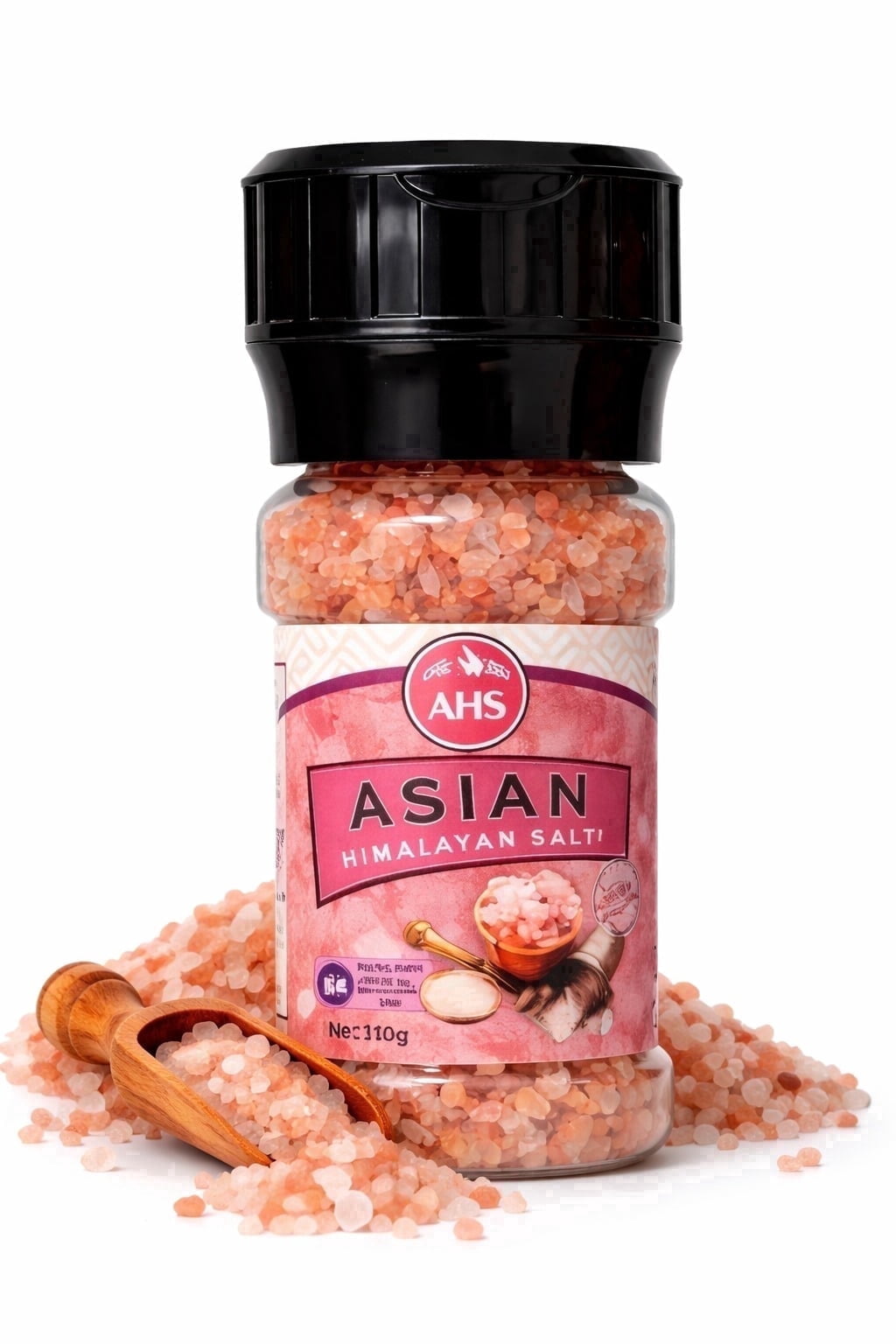 AHS Himalayan Pink Salt Grinder, Coarse Grain Pink Salt Crystals ...