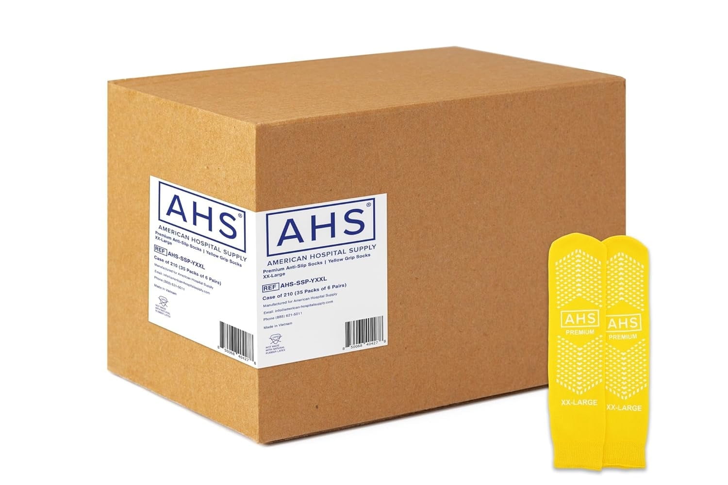 AHS Premium Hospital Socks with Grippy Anti-Slip Tread | Yellow XX ...