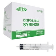 20mL Luer Slip Syringe 50Pack, Sterile, Individually Wrapped, Syringes for Liquid, Scientific Labs, Feeding Syringes for Pets, Measurement, Medicine, Dispensing, Oral, Clear