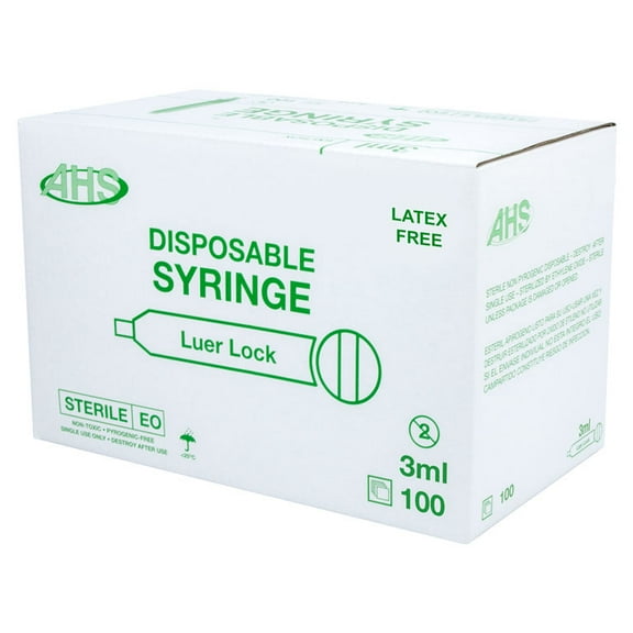 AHS Syringes, 3mL Luer Lock, 100/Box, 10 Boxes