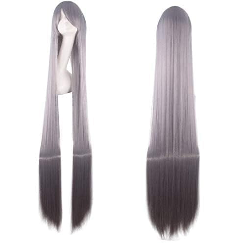 AHSJNPLong Straight Grey Silver Wig 150 Cm For Woman Common Synthetic