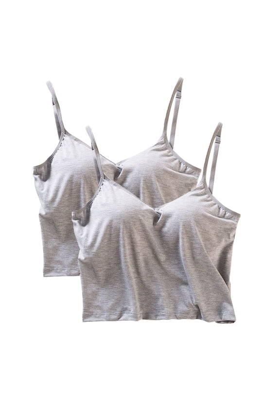 2-Pack Bandeau Top - Wire-Free, Seamless, Versatile, Everyday Wear, V-Neck, Spaghetti Straps Gray 27.56-35.43''