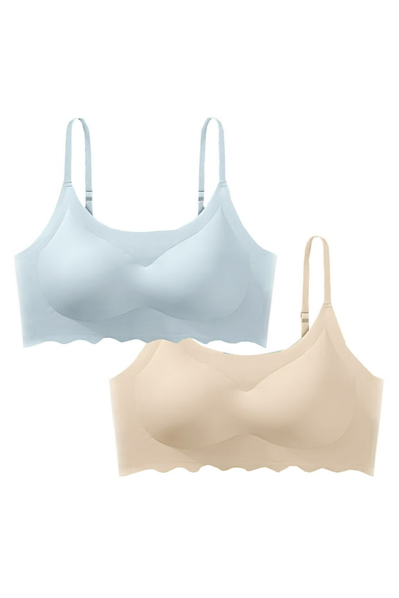 2-Pack Ice Silk Bandeau Bra - Wire-Free, Seamless, Comfortable for Sleep and Everyday Wear Blue 12(2XL)