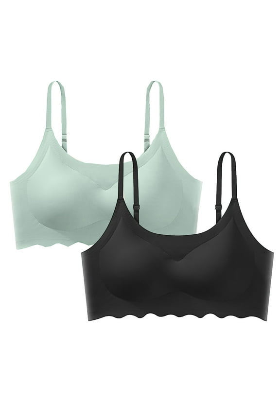2-Pack Ice Silk Bandeau Bra - Wire-Free, Seamless, Comfortable for Sleep and Everyday Wear Multicolor 4(S)