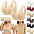 thumbnail image 1 of AHTJRT 2 Pack Push Up Bras for Women Full Coverage Seamless V Neck Bra No Underwire Supportive Uplifting Bralettes Plus Size Black XXXXL, 1 of 10