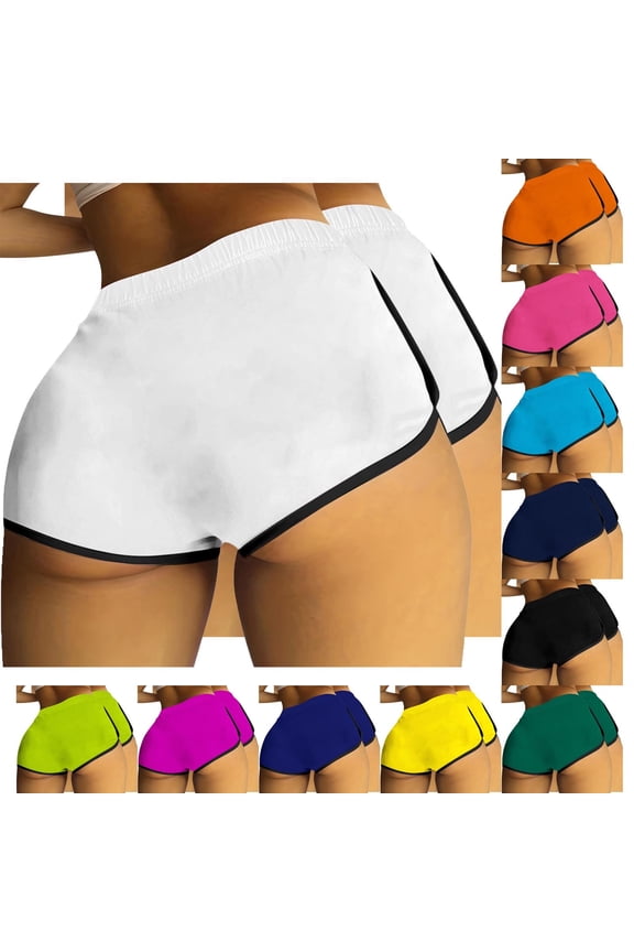2 Pack Yoga Booty Shorts for Women High Elastic Waist Butt Lifting Retro Bikers Shorts Dolphin Shorts Workout Yoga Hot Pants Briefs Light Blue#02 S