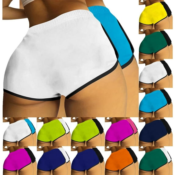AHTJRT 2 Pack Yoga Booty Shorts for Women High Elastic Waist Butt Lifting Retro Bikers Shorts Dolphin Shorts Workout Yoga Hot Pants Briefs Sky Blue XL