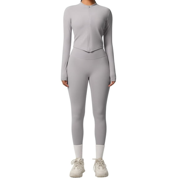 AHTJRT 2 Sets Thermal Underwear for Women Workout Athletic Baselayers Tops and Bottoms Moisture Wicking Sweatsuits Outdoor Jogging Fitness Gray XL