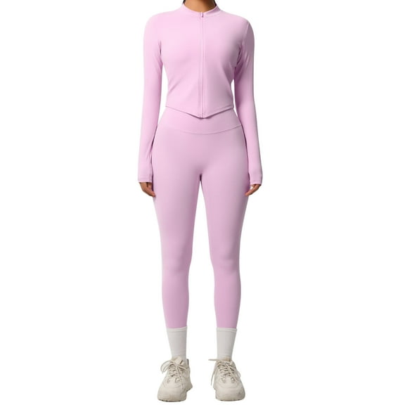 AHTJRT 2 Sets Thermal Underwear for Women Workout Athletic Baselayers Tops and Bottoms Moisture Wicking Sweatsuits Outdoor Jogging Fitness Pink XL