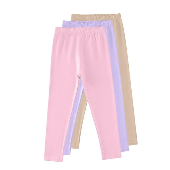 AHTJRT 3 Pack Lounge Pants for Girls Boys Fall Spring Cotton Comfy Soft Bottoms Night Sleepwear Pants Elastic Waist Wide Leg Pants Purple 7-8 Years