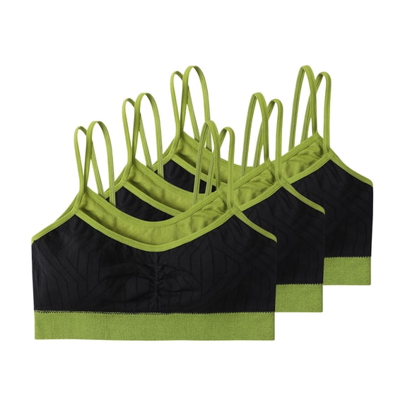 AHTJRT 3 Pack Sports Bras for Women Trainning Running Daily Bralettes with Spaghetti Straps Seamless Athletic Cami Tops Green L