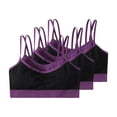 thumbnail image 1 of AHTJRT 3 Pack Sports Bras for Women Trainning Running Daily Bralettes with Spaghetti Straps Seamless Athletic Cami Tops Purple L, 1 of 8