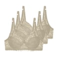 thumbnail image 1 of AHTJRT 3 Pack Underwire Bras for Women Plus Size Padded Supportive Floral Lace Bras Enchante Full Coverage Large Bust Minimizer Bras Khaki#01 75C, 1 of 4