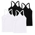 thumbnail image 1 of AHTJRT 4 Pack Girls Tank Tops Slim Fit Cross Racerbacks Camisole Lightweight Breathable Beach Vacation Vest Sleeveless Tops Black#02 10 Years, 1 of 6