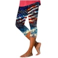 thumbnail image 1 of AHTJRT 4th of July Leggings for Women American Flag High Waisted Workout Yoga Cropped Leggings USA Stretchy Buttery Soft Capri Leggings Blue#14 M, 1 of 5
