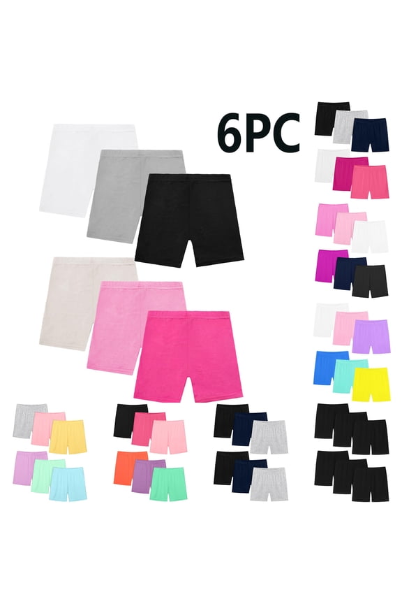6 Pack Workout Biker Shorts for Girls High Rise Elastic Waist Stretchy Shorts Tummy Control Cycling Baseball Volleyball Gym Yoga Shorts Green 4-5 Years