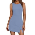 thumbnail image 1 of AHTJRT Athletic Dress for Women Slimming Crew Neck Sleeveless Built in Shorts with Pockets Summer Workout Tennis Golf Jumpsuit Blue L, 1 of 8