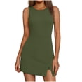 thumbnail image 1 of AHTJRT Athletic Dress for Women Slimming Crew Neck Sleeveless Built in Shorts with Pockets Summer Workout Tennis Golf Jumpsuit Green M, 1 of 7