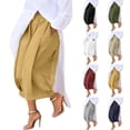 thumbnail image 1 of AHTJRT Baggy Wide Leg Capri Pants for Women Casual 7/8 Length Lightweight Chino Shorts with Pockets Elastic Waist Cropped Pants Navy#01 M, 1 of 10