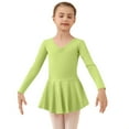 thumbnail image 1 of AHTJRT Ballet Leotards for Girls Long Sleeve V Neck Dance Ballerina Outfits Dresses with Skirt Drop Shoulder Classic Gymnastics Bodysuit Green 3-4 Years, 1 of 7