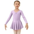 thumbnail image 1 of AHTJRT Ballet Leotards for Girls Long Sleeve V Neck Dance Ballerina Outfits Dresses with Skirt Drop Shoulder Classic Gymnastics Bodysuit Purple 5-6 Years, 1 of 7
