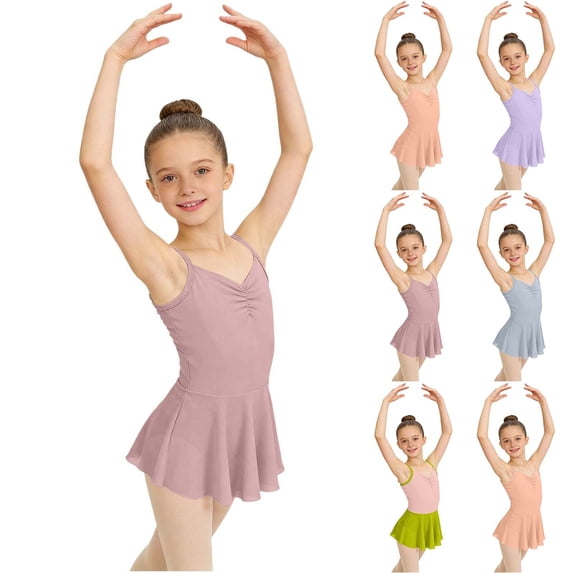 AHTJRT Ballet Leotards for Girls Dance Camisole Outfits Studio Gymnastics Outdoor Daily Wear Unitards Watermelon Red 3-4 Years